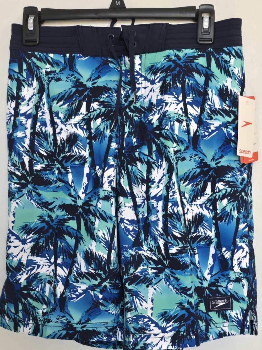 Speedo Men's Swim Trunks Board Shorts Size S Blue Palm Tree Print NWT